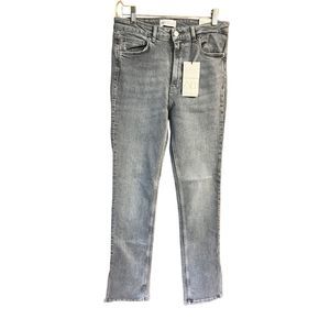 Zara * Split Skinny * High Rise * Long * Gray Jeans
